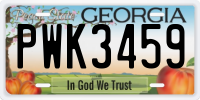 GA license plate PWK3459