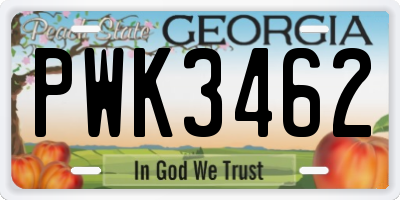 GA license plate PWK3462