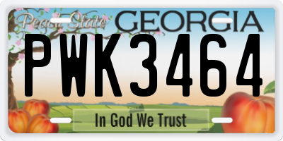 GA license plate PWK3464