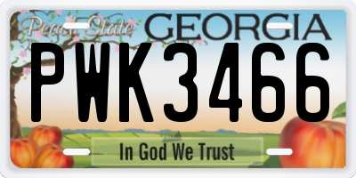 GA license plate PWK3466
