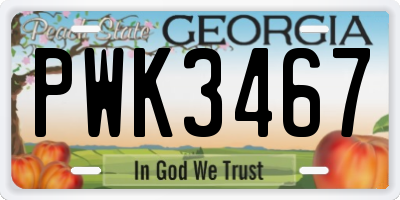 GA license plate PWK3467