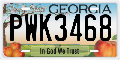 GA license plate PWK3468