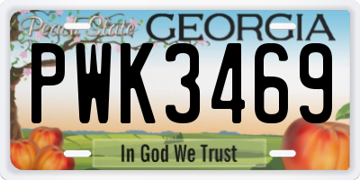 GA license plate PWK3469