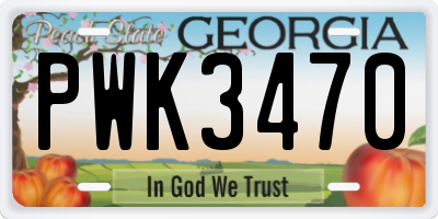 GA license plate PWK3470
