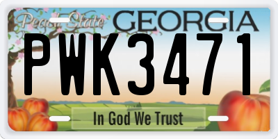 GA license plate PWK3471