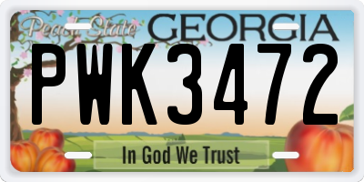GA license plate PWK3472