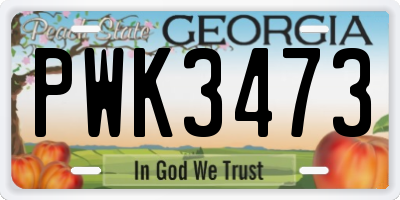 GA license plate PWK3473
