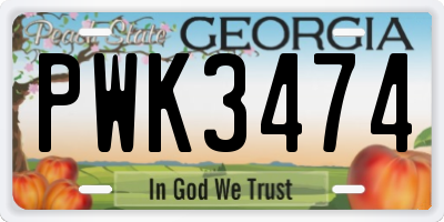 GA license plate PWK3474