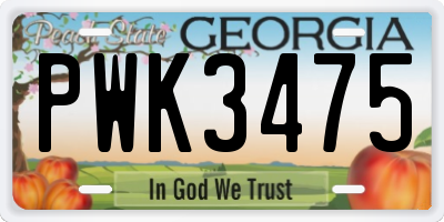 GA license plate PWK3475