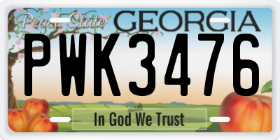 GA license plate PWK3476