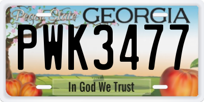 GA license plate PWK3477