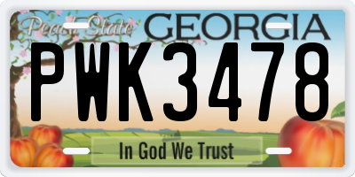 GA license plate PWK3478