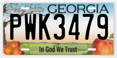 GA license plate PWK3479