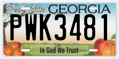 GA license plate PWK3481