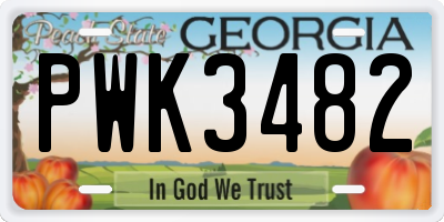 GA license plate PWK3482