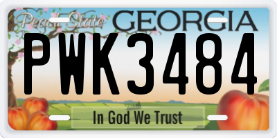 GA license plate PWK3484