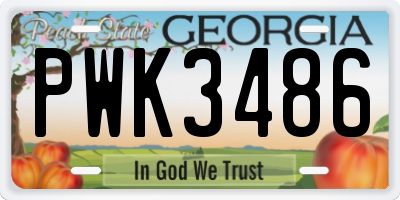 GA license plate PWK3486