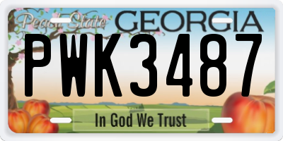 GA license plate PWK3487