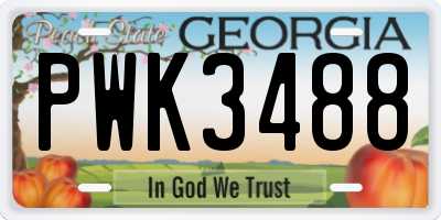 GA license plate PWK3488