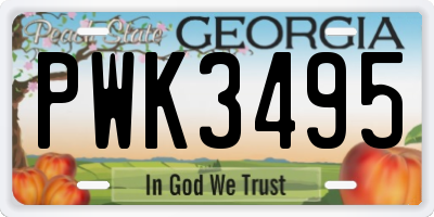 GA license plate PWK3495