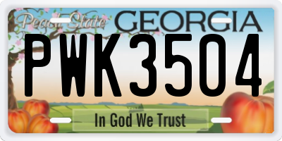 GA license plate PWK3504