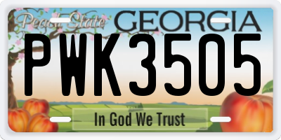 GA license plate PWK3505