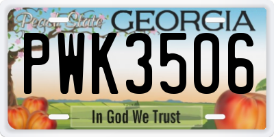 GA license plate PWK3506