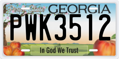 GA license plate PWK3512