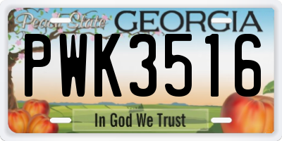 GA license plate PWK3516