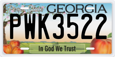 GA license plate PWK3522