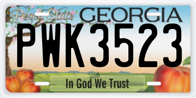 GA license plate PWK3523