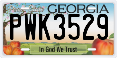GA license plate PWK3529