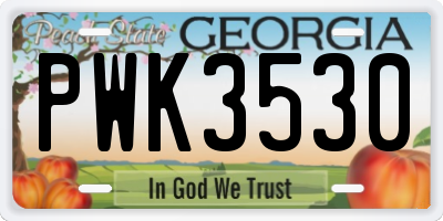 GA license plate PWK3530