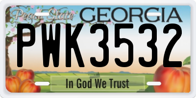 GA license plate PWK3532