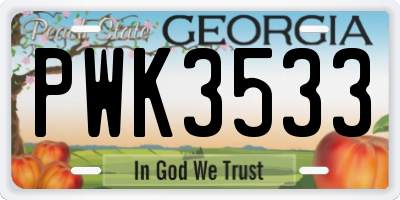 GA license plate PWK3533