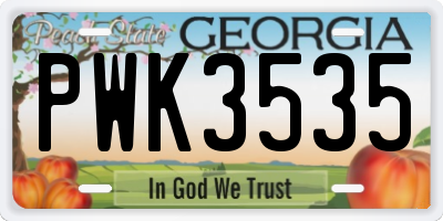 GA license plate PWK3535