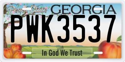 GA license plate PWK3537
