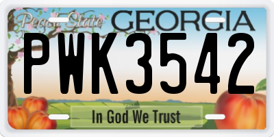 GA license plate PWK3542