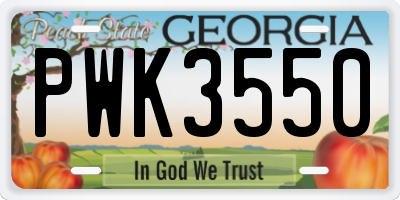 GA license plate PWK3550