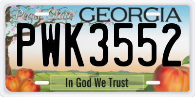 GA license plate PWK3552