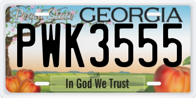 GA license plate PWK3555
