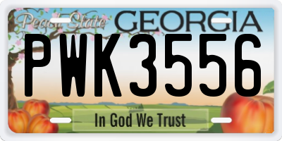 GA license plate PWK3556