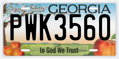 GA license plate PWK3560