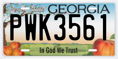 GA license plate PWK3561