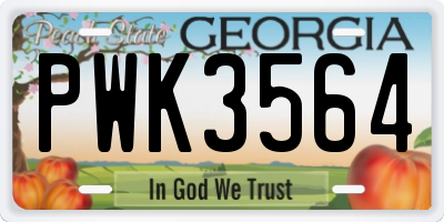 GA license plate PWK3564