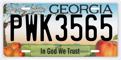 GA license plate PWK3565