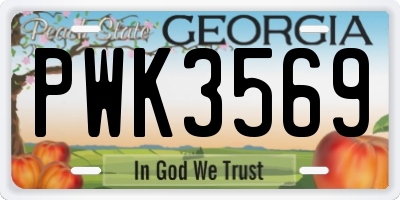 GA license plate PWK3569