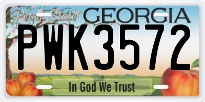 GA license plate PWK3572