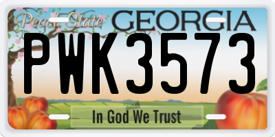GA license plate PWK3573