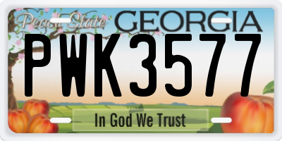 GA license plate PWK3577